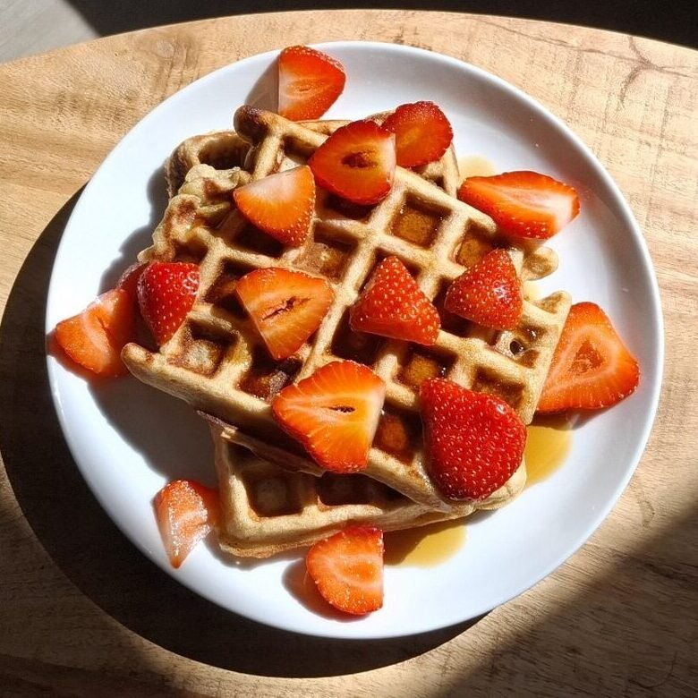 Wafels met aardbeien